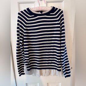 Joie Navy & White Striped Layered Lightweight Sweater Classic Breton Style SZ XS